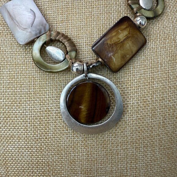 Chicos Multicolor Statement Necklace With Silver-Tone & Resin Accents Adjustable - Picture 5 of 10